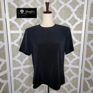 Kasper & Company ASL Women's Black Crew Neck Short Sleeve Career Blouse Size 12